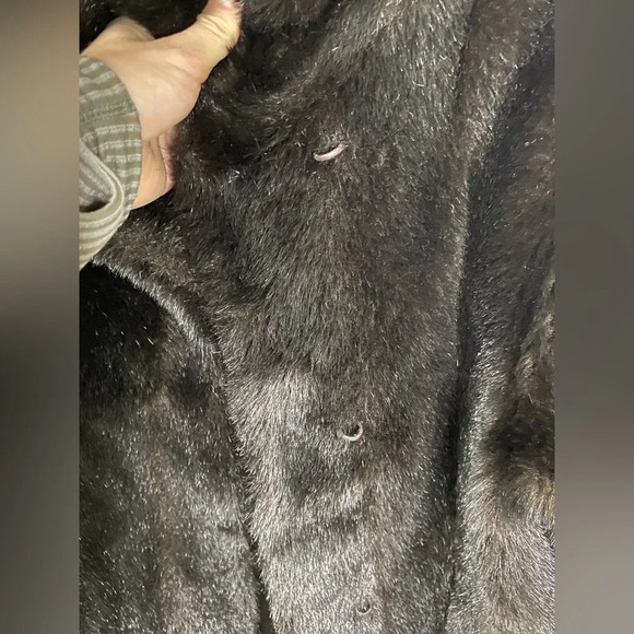 VINTAGE Dark Brown/Black Olympia Faux Fur Jacket Size Large - Picture 10 of 16